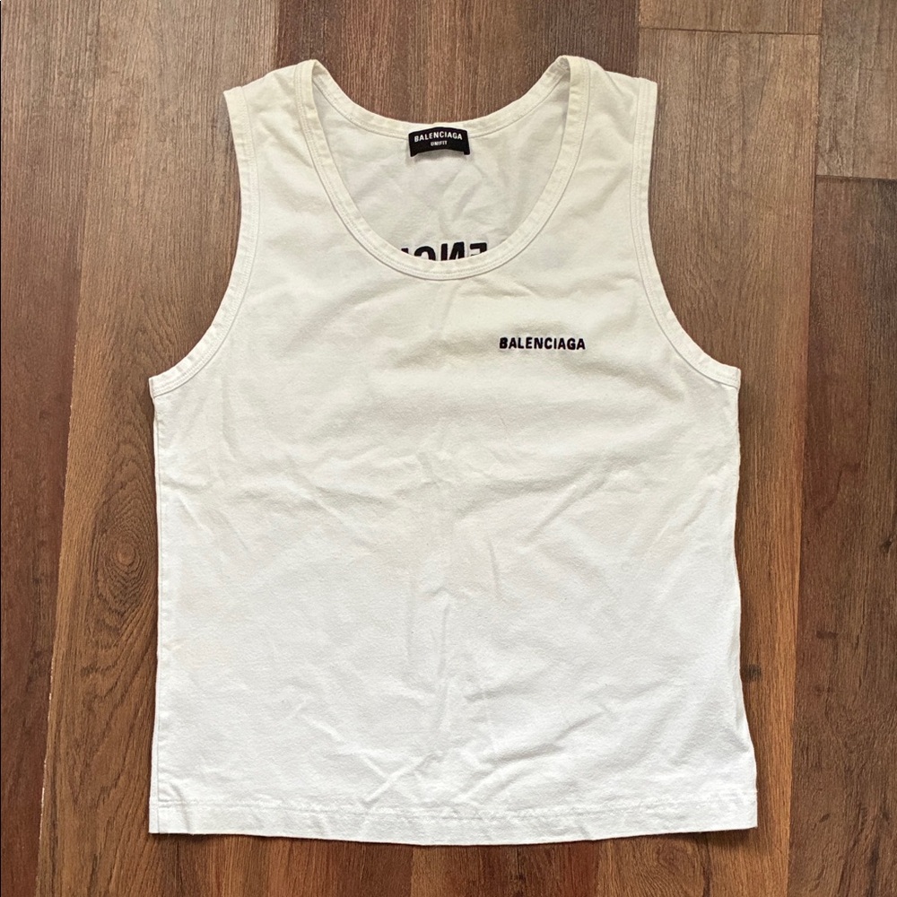 Balenciaga White Logo Tank Top